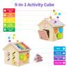Itainq Montessori Toys for 1 Year Old, 9 in 1 Wooden Activity Cube, Pink view 4