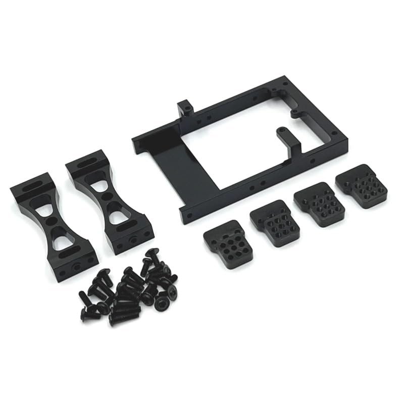 LEWAGH Metal Upgrade Crossbeam Servo Box Shock Absorber Bracket for MN 1/12 WPL 1/16 Feiyu HengLong RC Car Parts(Black)