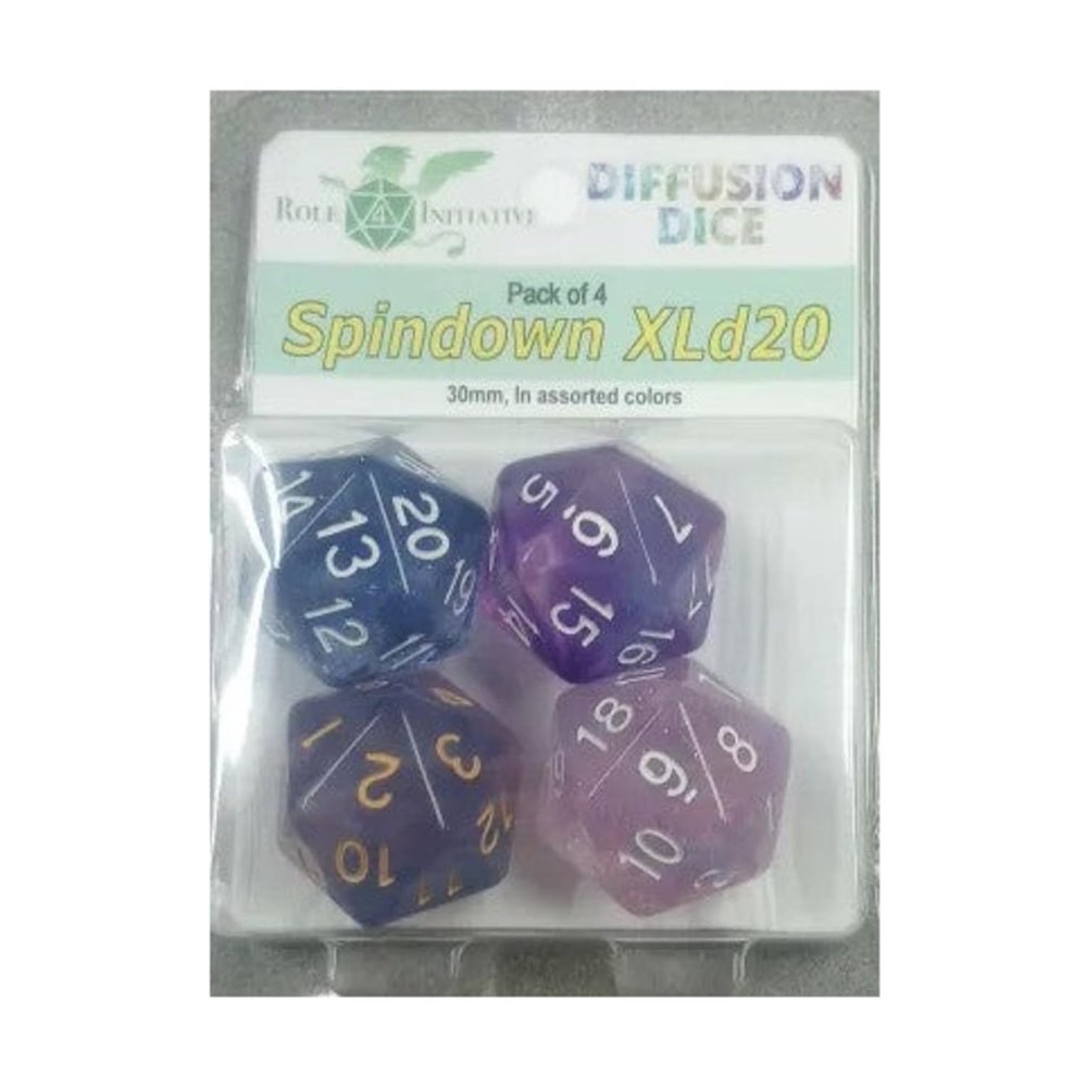 4-Pack of 30mm XL Spin-Down d20s by Role 4 Initiative
