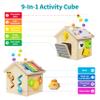 Itainq Montessori Toys for 1 Year Old, 9 in 1 Wooden Activity Cube,Mix Blue view 4