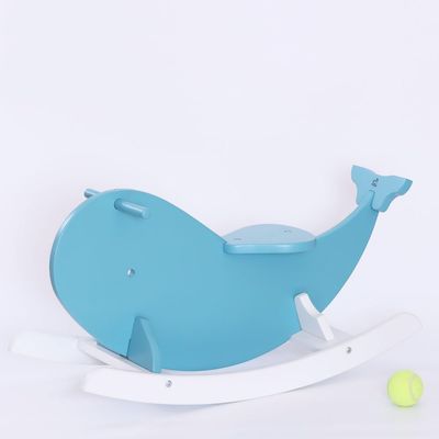 PHUDONGTOYS Ocean Rider Wooden Rocking, Natural Rubberwood, Baby Blue with Silver Shimmer, 72x31x50 cm, Ages 2-4 Years