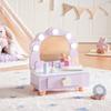ROBOTIME Toddler Vanity Makeup Table Toy with Mirror & Light, Wooden Kids Makeup Vanity Set, Dressing Table with Accessories and Lights, Pretend Makeup Set for Little Girls (Purple) view 1