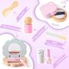 ROBOTIME Toddler Vanity Makeup Table Toy with Mirror & Light, Wooden Kids Makeup Vanity Set, Dressing Table with Accessories and Lights, Pretend Makeup Set for Little Girls (Purple) view 4