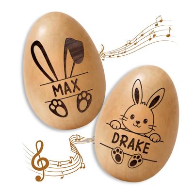 E EntrySanddie Personalized Musical Easter Egg Shaker for Babies, Wooden Egg Shakers with Name, Custom Engraved First Easter Keepsake, Easter Basket Stuffer Baby Gift