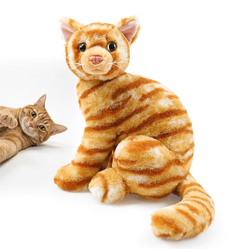 Hideekoog Orange Tabby Cat Plush Toy 9.8 Inch Ginger Kitten Stuffed Animal Cute Kitty Plushie Soft Cozy Buddy Reading Companion Kawaii Aesthetic Room Decor Huggable Feline Friend