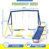KDYMOD 3 in 1 Swing Set for Backyard with Stand, 440lbs Heavy Duty Metal Outdoor Swing Stand, Contain 1 Saucer 32" & 1 Belt seat 26.2" + 53in Sturdy Slide for Playground, Backyard Playset view 2