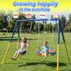 KDYMOD 3 in 1 Swing Set for Backyard with Stand, 440lbs Heavy Duty Metal Outdoor Swing Stand, Contain 1 Saucer 32" & 1 Belt seat 26.2" + 53in Sturdy Slide for Playground, Backyard Playset view 4