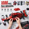 AoreSpty F1 RC Car Kit - 1:10 Red Formula 1 Racing Car 1086pcs, Compatible w/Major Brick Systems, Motorized RC & LED Lights, STEM Building Toy Teens Adults view 2