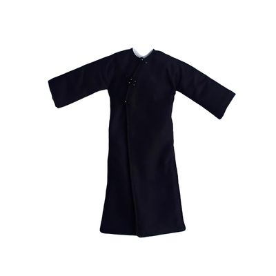 Fremego 1/12 Scale Male Kung Fu Suit Clothes,Traditional Chinese Robe Pant Doll Clothing Accessory for 6inch Male Soldier Action Figure Body (Black, Only Robe)