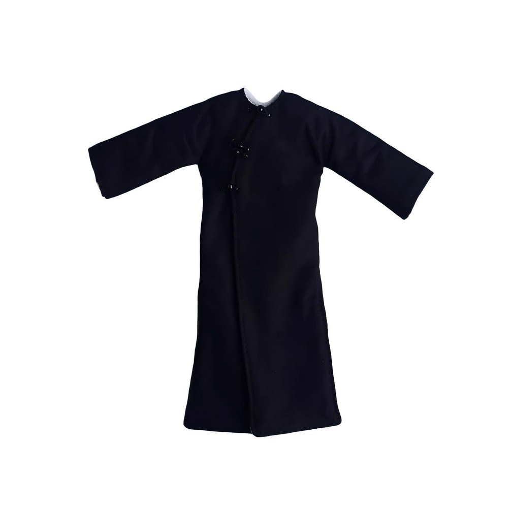 Fremego 1/12 Scale Male Kung Fu Suit Clothes,Traditional Chinese Robe Pant Doll Clothing Accessory for 6inch Male Soldier Action Figure Body (Black, Only Robe)