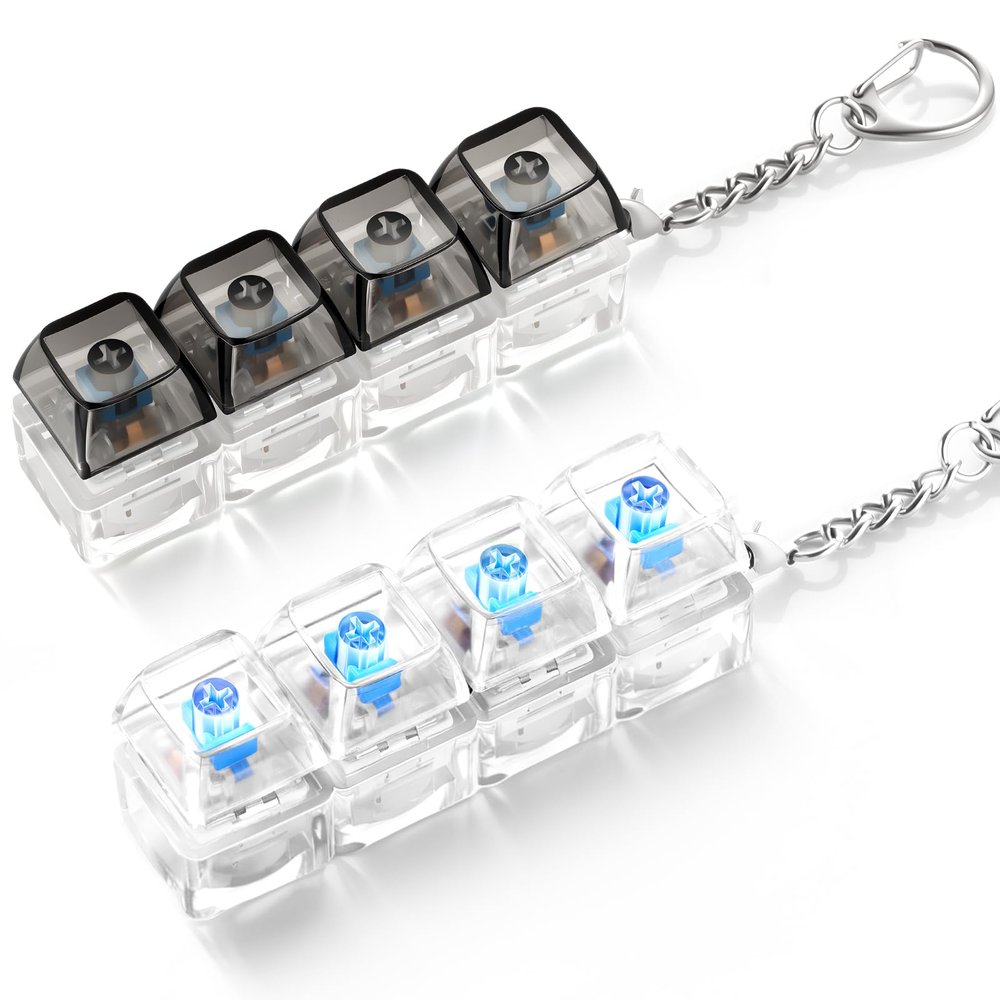 2 Pack Keyboard Fidget Toy Clicky Keyboard Clicker Fidget Keychain Clicky Fidget Toys for Adults, Sensory Toy for Boost Focus & Calm Anxiety at Work, Travel Stress Relief Gifts