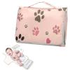 Portable Diaper Changing Pad, Waterproof Baby Changing Pad with Built-in Pillow, Dog Paws Foldable Travel Diaper Changing Mat for Newborn Boys & Girls view 2