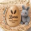E EntrySanddie Personalized Musical Easter Egg Shaker for Kids, Happy Easter Wooden Egg Shakers with Name, Custom Engraved First Easter Keepsake, Basket Stuffer Gift (1) view 2