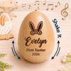 E EntrySanddie Personalized Musical Easter Egg Shaker for Kids, Happy Easter Wooden Egg Shakers with Name, Custom Engraved First Easter Keepsake, Basket Stuffer Gift (1) view 3
