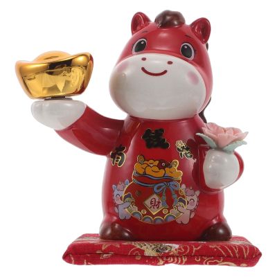 Red Ceramic Horse Piggy Bank for Boys and Girls, Cute Animal Money Bank Desktop Decoration Small Saving Pot for Cash and Coins