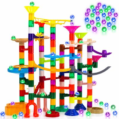 EagleStone 30 Glow in the Dark Marbles Marble Run Building Kit