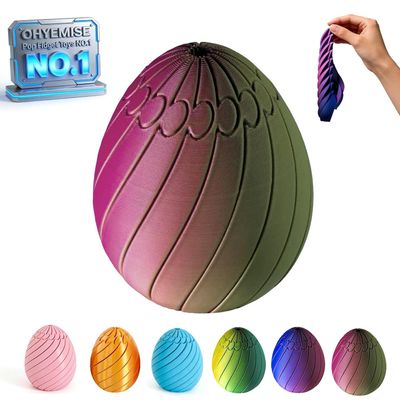Twisty Fidget Egg, 3D Printed Slippery Egg Fidget, Easter Eggs SpinnerToys for Adults, Easter Basket Stuffers, Smooth Rotating Stress Relief Eggs Puzzle Desk Toy, Party Favors Gifts(Mix2,Medium)
