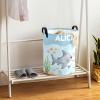 Personalized Gray Shark Laundry Hamper with Name for Kids Custom Canvas Storage Bin for Nursery Shower Gift Boys Girls Large Toy Organizer view 3