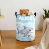 Personalized Gray Shark Laundry Hamper with Name for Kids Custom Canvas Storage Bin for Nursery Shower Gift Boys Girls Large Toy Organizer view 4