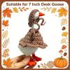 7 Inch Desk Goose Outfit, Fall Farmhouse Desk Goose Costumes, Hand-Knit Rustic Decorative Mini Clothes for 7-Inch Desktop Magnetic Goose Statue, Autumn Home Office Shelf Tiered Tray Decor Accessories view 3