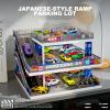 Display Case for Hot Wheels & Matchbox,Lighted Ramp Scene Parking Garage view 4