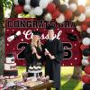 2026 Graduation Backdrop Banner, Congrats Grad Banner Class of 2026 Maroon Graduate Backdrop for Graduation Party Decorations (Maroon Black) view 2