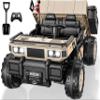 24V 2 Seater Ride On Dump Truck with Electric Dump Bed, Shovel, Toolbox, 4x100W Powerful Motors, Max 4.5Mph, Parent Remote, All-Terrain Tires, Ride on Car for Kids Ages 3-8, 132Lbs Load, Khaki view 1