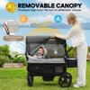 ELEMARA All-Terrain Stroller Wagon for 2 Kids, Foldable Kids Wagon Stroller Includes Removable Canopy,Mosquito net, Adjustable PushPull Handle,Snack Tray & Cup Holders, Storage Basket, Grey+Black view 4