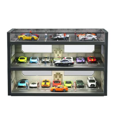 1:64 Scale Premium Three-Tier Car Model Display Case with Lighting Ideal for Hot Wheels, Tomica, and Mini GT die-cast Cars Holds up to 31 Vehicles