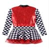 Choomomo Sequin Racer Girl Jumpsuit Kids Long Sleeve Race Car Driver Sparkly Checkered Leotard Dress Red 10 Years view 4