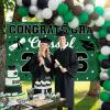 2026 Graduation Backdrop Banner, Congrats Grad Banner Class of 2026 Green Graduate Backdrop for Graduation Party Decorations (Green Black) view 2