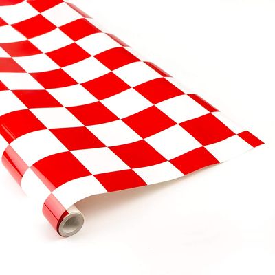 AEORCACC RC Aircraft Heat Shrink Covering Film, Balsawood Airplane Model Adhesive Film, Multiple Colors Available, 5 Meters per Roll (Red+White Grid)