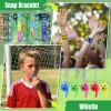 114 Pcs Soccer Party Favors, Soccer Birthday Party Supplies Goodie Bags with Whistle, Slap Bracelet, Spinning Ball, Keychain Tattoo Sticker for Kids Birthday Gift, Team Celebration Pinata Filler Decor view 3