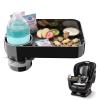 Car Seat Snack Tray for Toddlers, Square Mess-Free Car Seat Tray with Cup Holder & Dip Compartment, Travel Tray for Kids Snacks, Drinks, Fits Most Car Safety Seats (1, Black) view 1