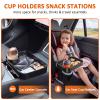 Car Seat Snack Tray for Toddlers, Square Mess-Free Car Seat Tray with Cup Holder & Dip Compartment, Travel Tray for Kids Snacks, Drinks, Fits Most Car Safety Seats (1, Black) view 3