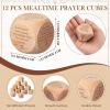 Foilswirl 12 Pcs Mealtime Prayer Cube Small Wooden Catholic Prayers Scripture Cube Religious Dice Christian Bible Verse Gifts for Family Church Easter Christmas Party Favors view 2