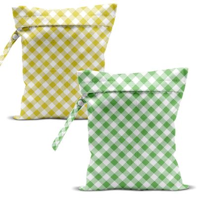 zcyxuuw Swimsuit Bag Wet Bags for Travel Reusable Waterproof Bags Green Yellow Lattice Wet Bag for Swimsuit Towels Beach Gym 10.212.6 Inches