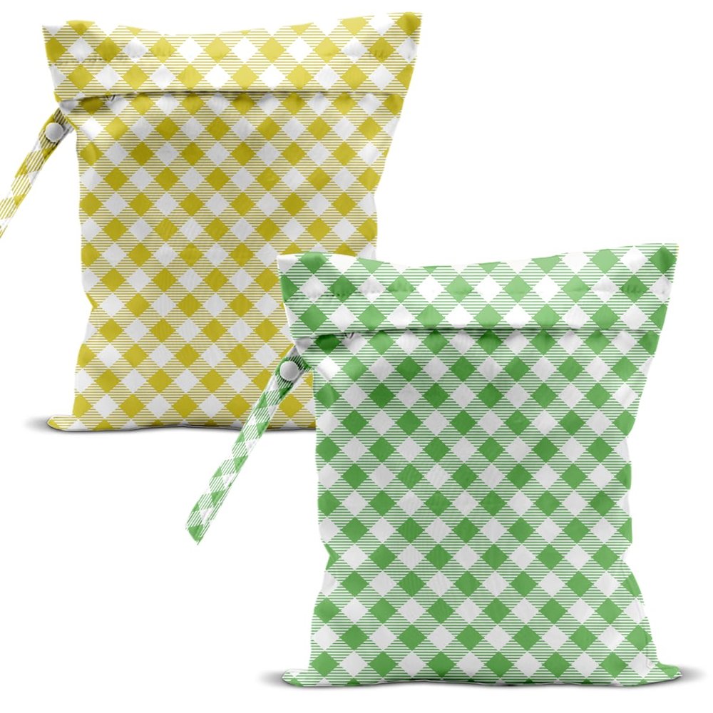 zcyxuuw Swimsuit Bag Wet Bags for Travel Reusable Waterproof Bags Green Yellow Lattice Wet Bag for Swimsuit Towels Beach Gym 10.212.6 Inches