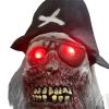 Full Head Zombie Pirate Mask with Led Eyes,Realistic Zombie Head Mask,Halloween Vampire Costume for Role-Play Party,Christmas,Masquerade view 4