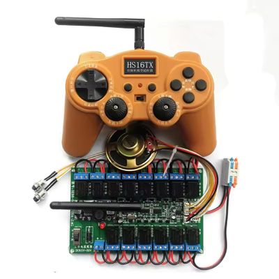 yuenhoang 16CH 2.4G Remote Controller Kit 12V 20A Receiver Board for RC Excavator DIY Toys Robot Vehicle Wireless Transmitting Receive (Yellow 20A Full kit)