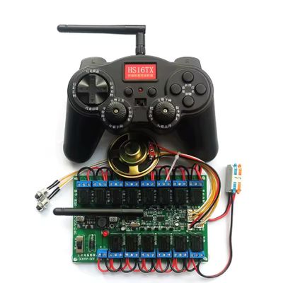 yuenhoang 16CH 2.4G Remote Controller Kit 12V 20A Receiver Board for RC Excavator DIY Toys Robot Vehicle Wireless Transmitting Receive (Black 20A Full kit)