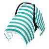 Teal Horizontal Stripe Print Baby Car Seat Cover Breathable Infant Car Seat Cover for Babies Lightweight Carseat Canopy Muslin Cotton Baby Carrier Covers for Boys Girls view 1