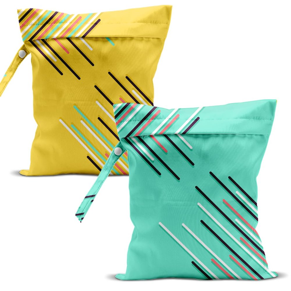 zcyxuuw Swimsuit Bag Wet Bags for Travel Reusable Waterproof Dry Bags Diaper Bag Green Yellow Stripe Wet Bag for Swimsuit Towels Beach Gym 10.212.6 Inches