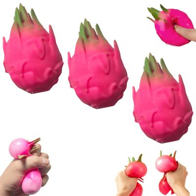 Dragon Fruit Squishy, Giant Jumbo Realistic Slow Rising Fruit Squeeze Toy for Adults, Soft Stress Relief Fidget, Cute Desk Decor Gift for Home Office Relaxation (3pcs)