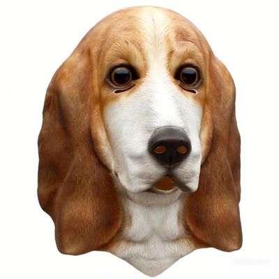 Full Head Dog Mask,Realistic Basset Hound Head Mask,Horror Animal Masks for Halloween Role-Play Party Birthday,Scary Animal Masks