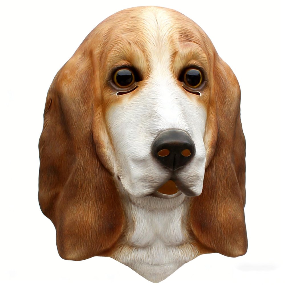 Full Head Dog Mask,Realistic Basset Hound Head Mask,Horror Animal Masks for Halloween Role-Play Party Birthday,Scary Animal Masks