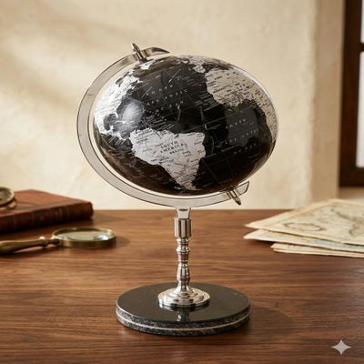 Antique Handicrafts Vintage World Globe with Wooden Tripod Stand 25 Inch | Rotating Antique Style Decorative Geography Globe for Home Office Study Room Library Decor
