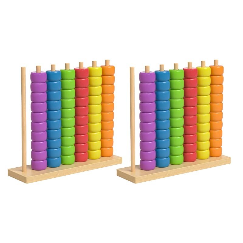 Color Matching Stacking Puzzle Game| Fast Pattern Challenge Ring Stack Puzzle for 2 Players| Competitive Tabletop Brain Teaser for Family Game Night| Stack Solve Set with Racks,Rings,Cards (2 PACKS)
