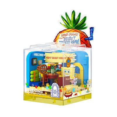Yeahowes Lreyrous Exquisite Toy Building Block Box Set Series 2 Fun Pineapple House Restaurant Building Blocks Birthday Gifts with Themed Characters for Teenagers & Adults