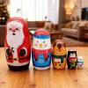 Geavonyg Russian Nesting Dolls 5 Pieces Hand Painted Toy Christmas Theme Porcelain Theme Traditional Stacking Nesting view 4